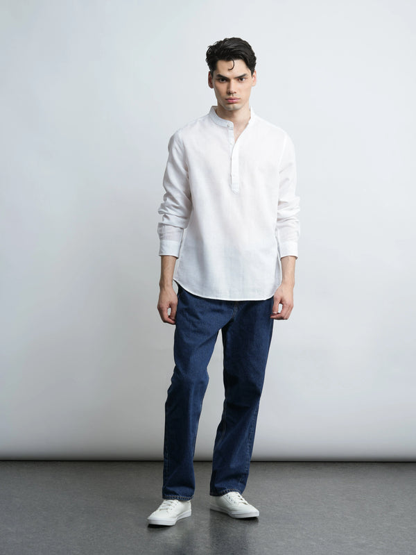 Kensington  - White Linen Relaxed Fit Shirt