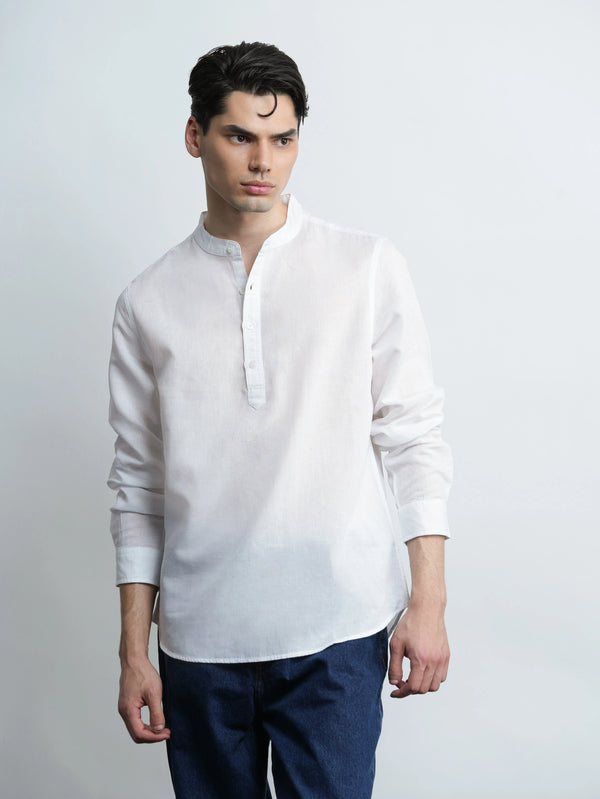 Kensington  - White Linen Relaxed Fit Shirt