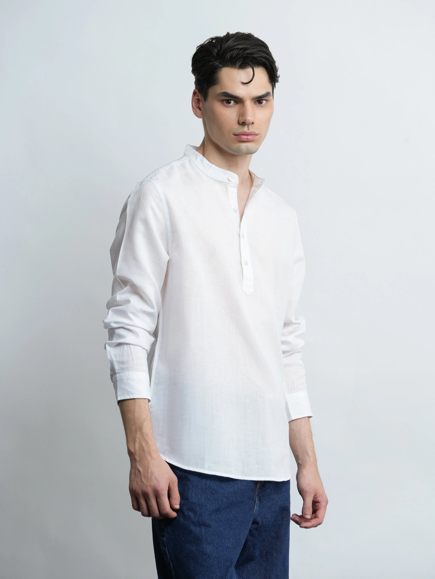 Kensington  - White Linen Relaxed Fit Shirt