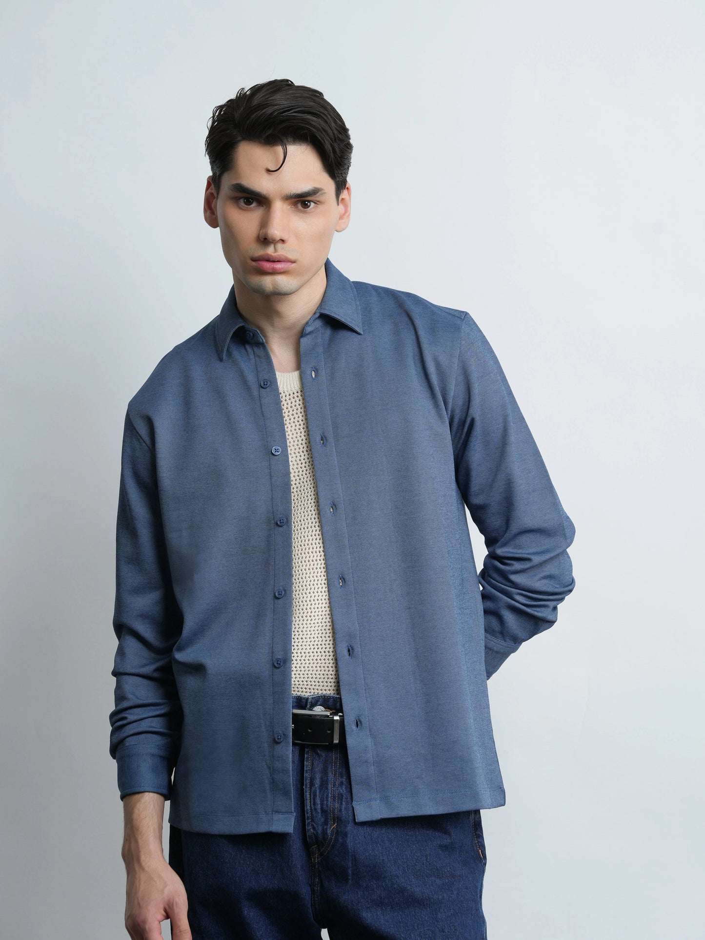 Mercer Knit Shirt - Denim Blue