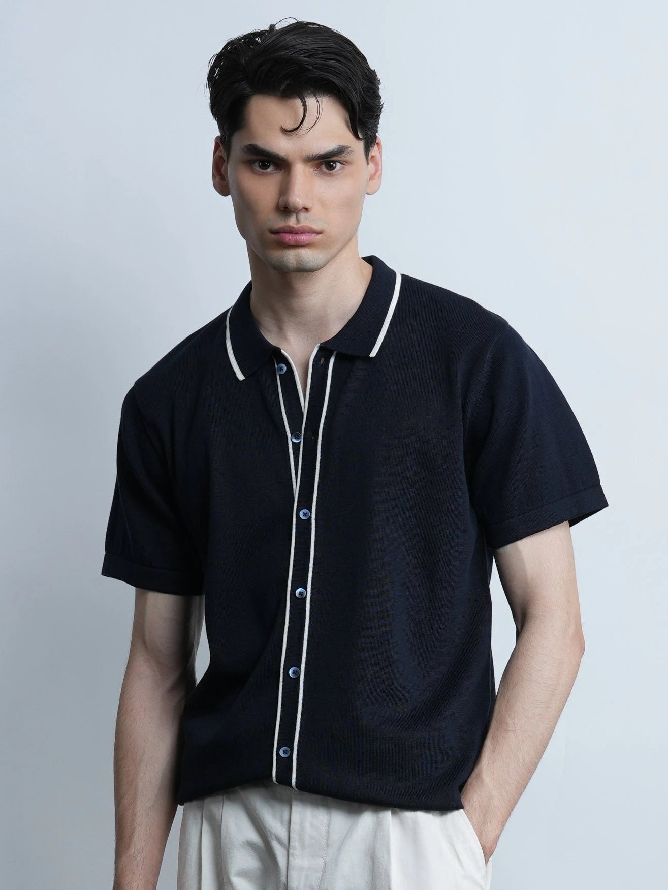Accented Knit Shirt - Navy