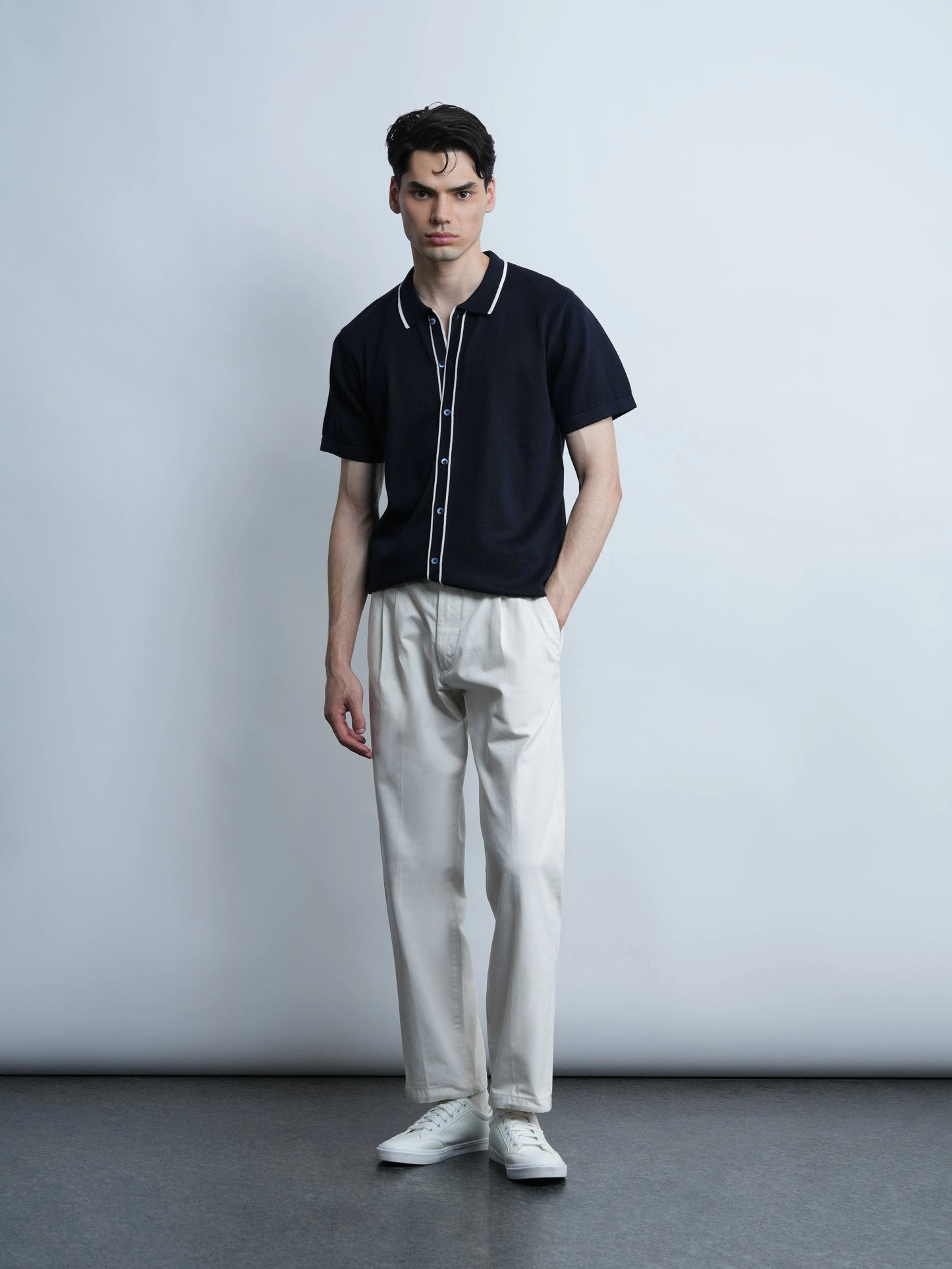 Accented Knit Shirt - Navy