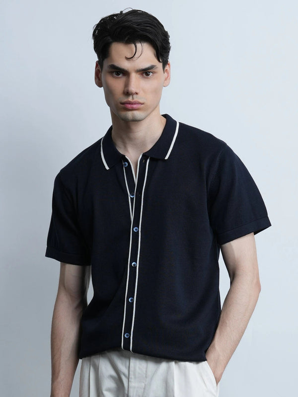 Accented Knit Shirt - Navy