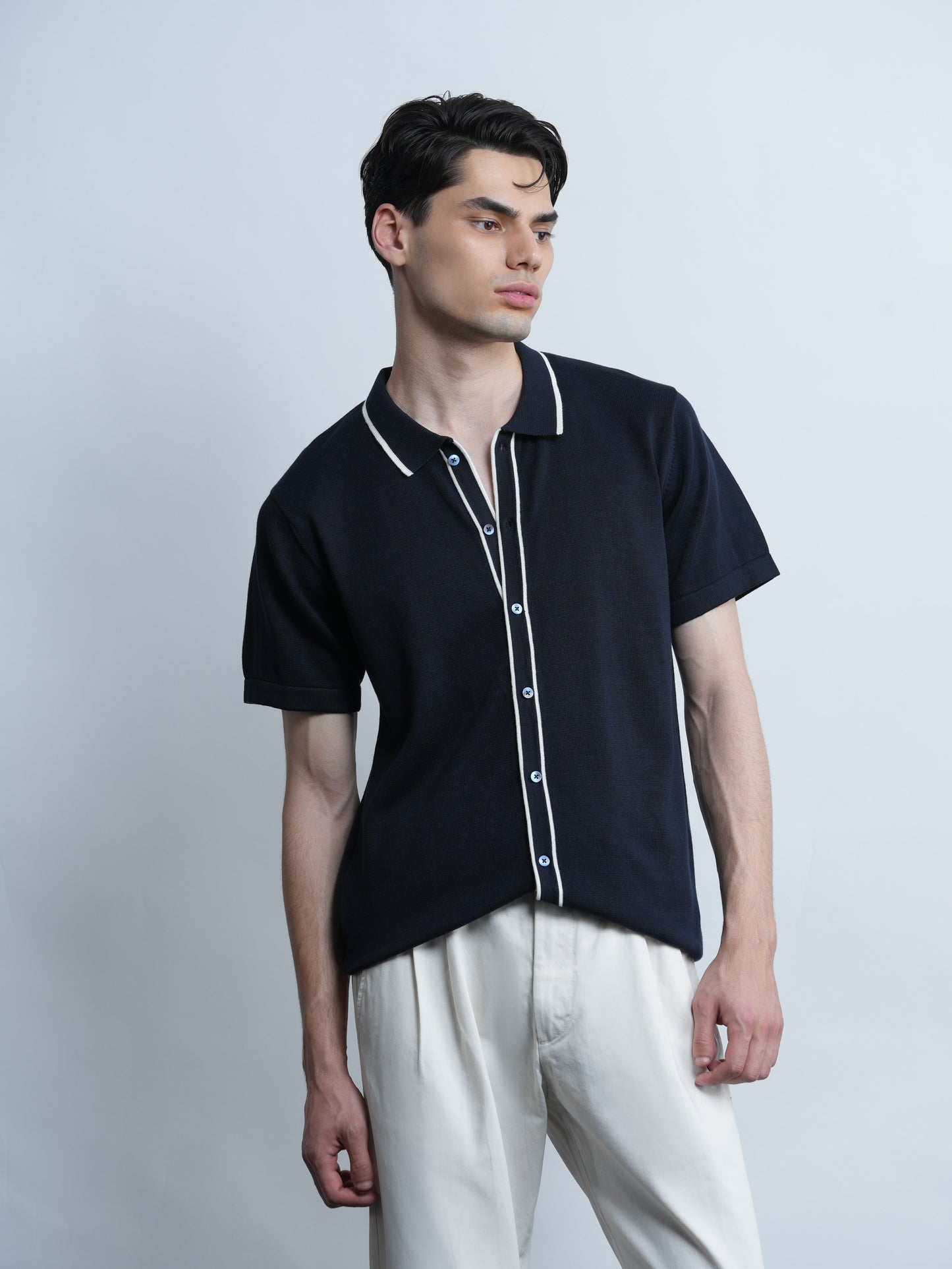Accented Knit Shirt - Navy