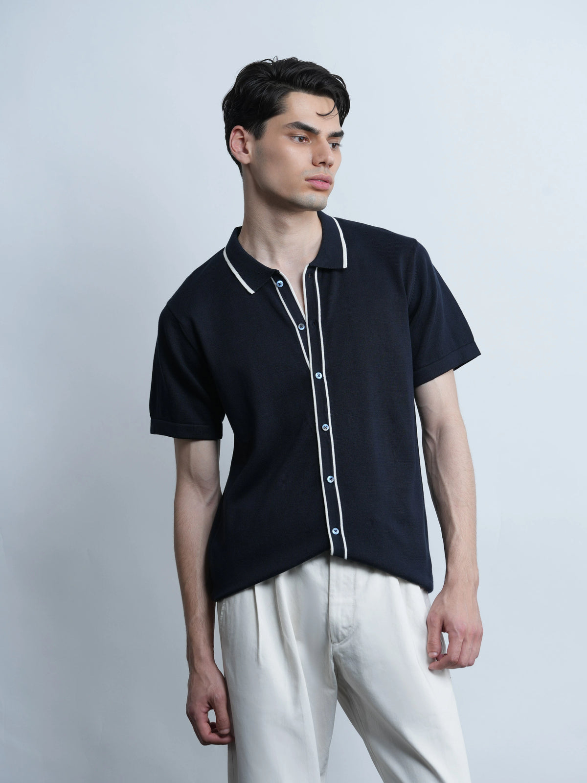 Accented Knit Shirt - Navy