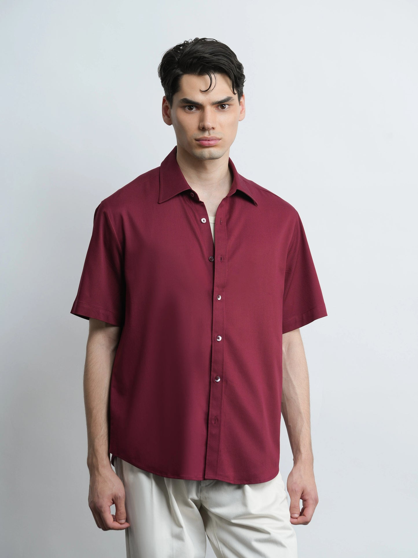 Burgundy Relaxed Fit Tencel™ Shirt