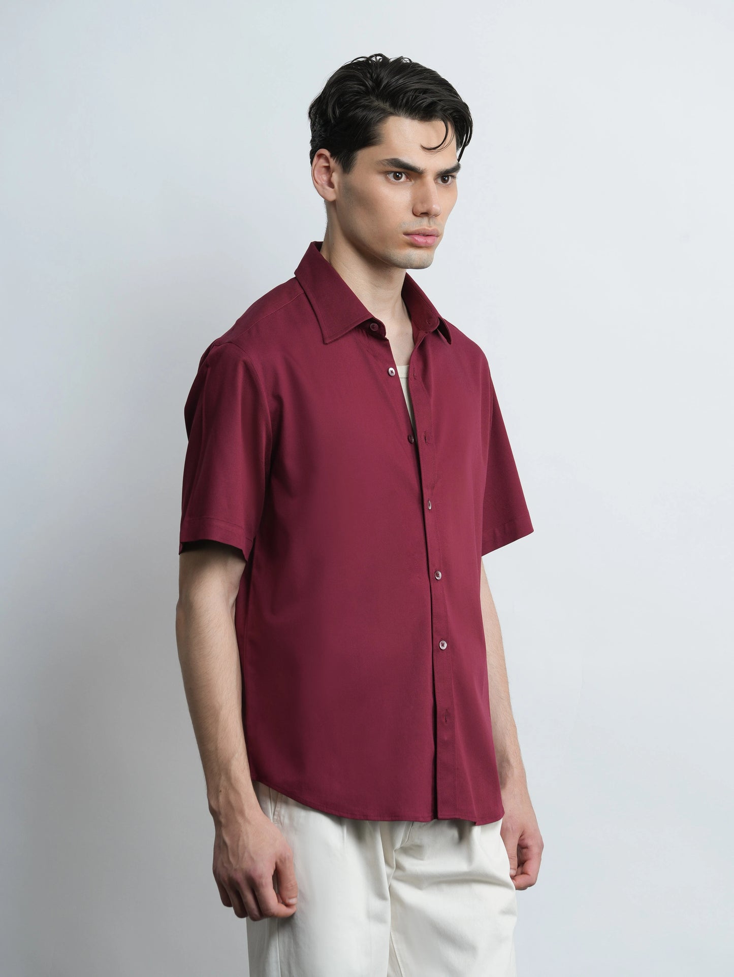 Burgundy Relaxed Fit Tencel™ Shirt
