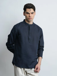 Kensington - Navy Linen Relaxed Fit Shirt