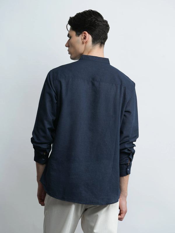 Kensington - Navy Linen Relaxed Fit Shirt