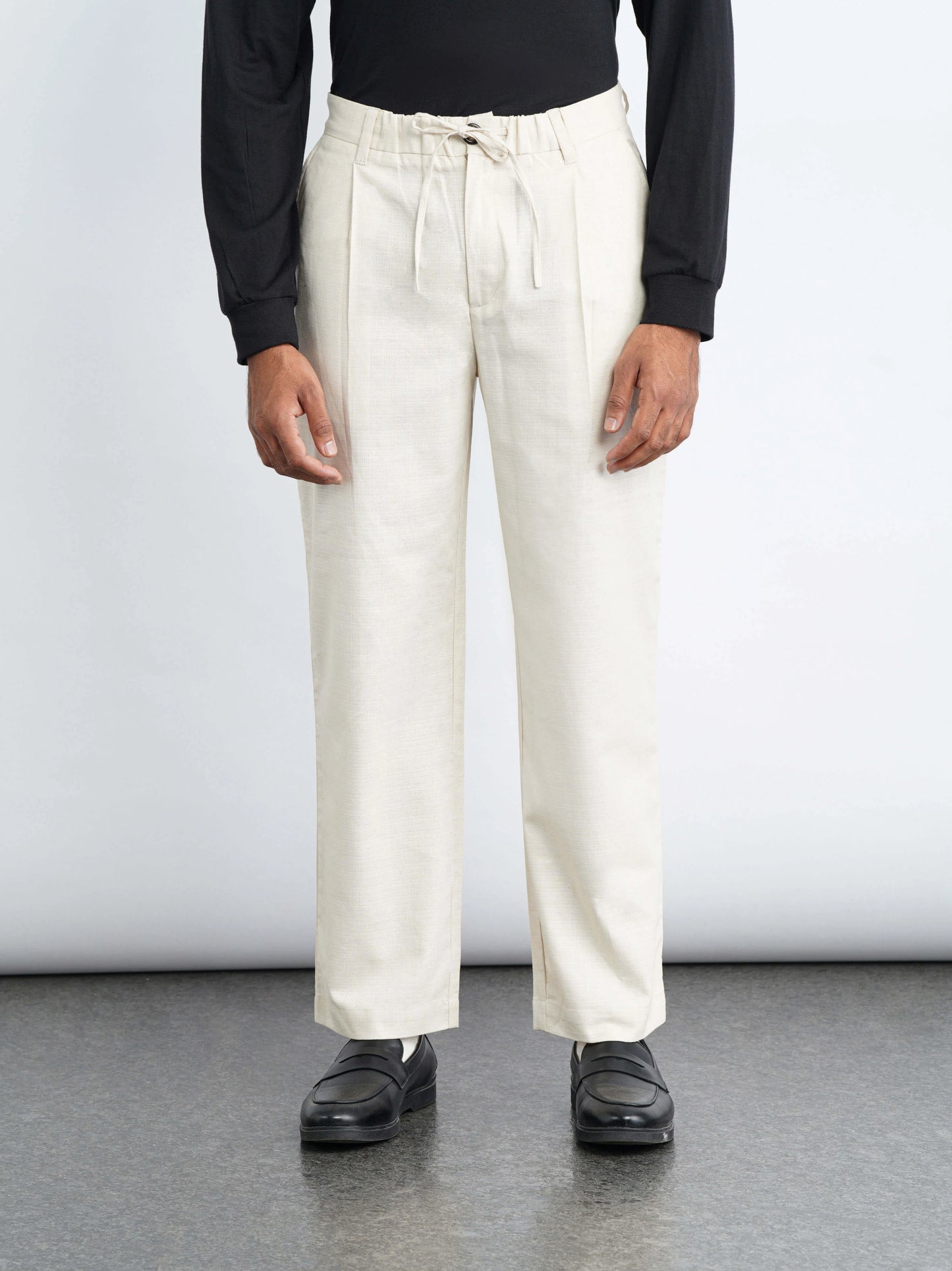 Cotton Drawstring Pants - Cream