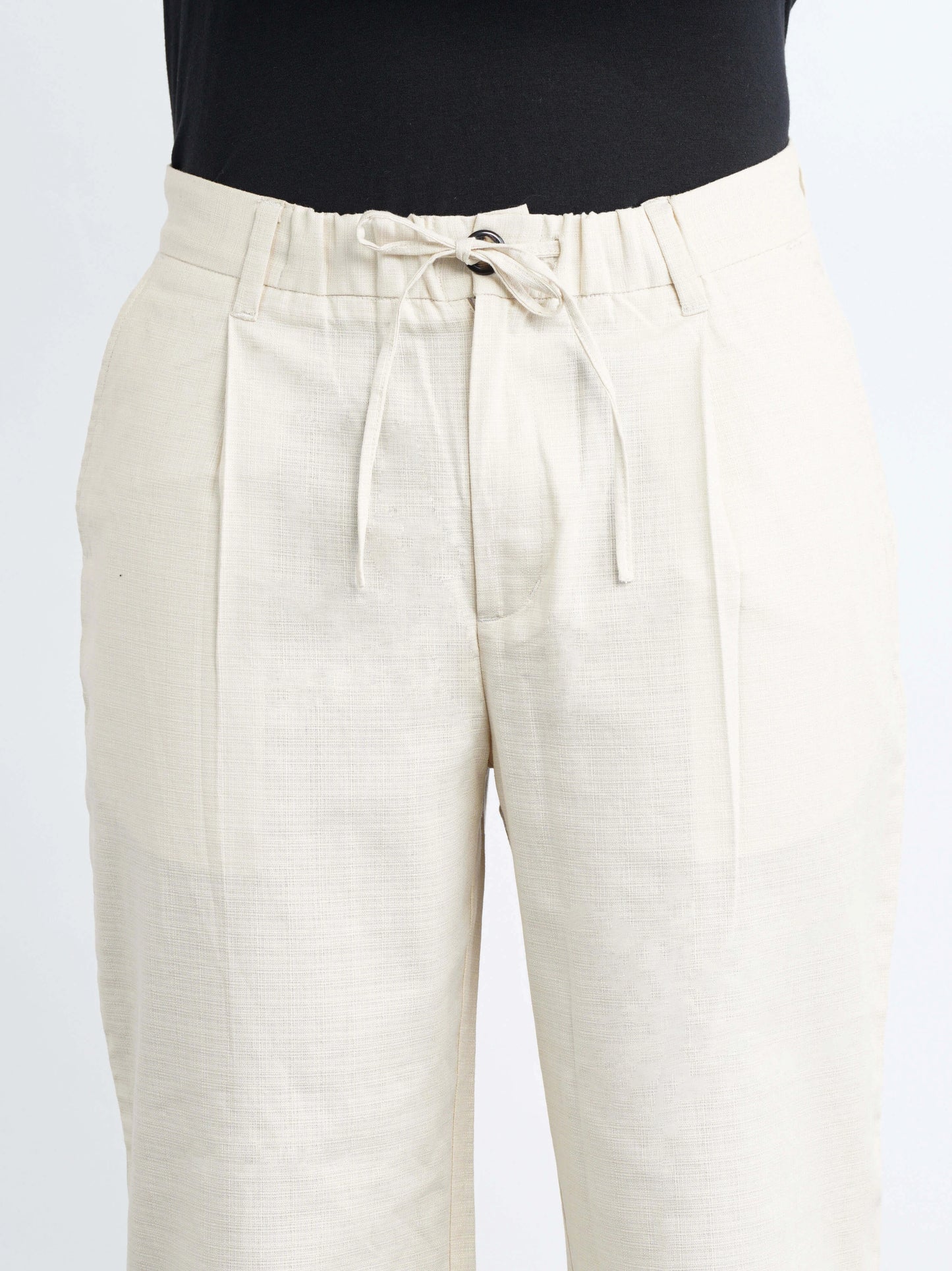 Cotton Drawstring Pants - Cream