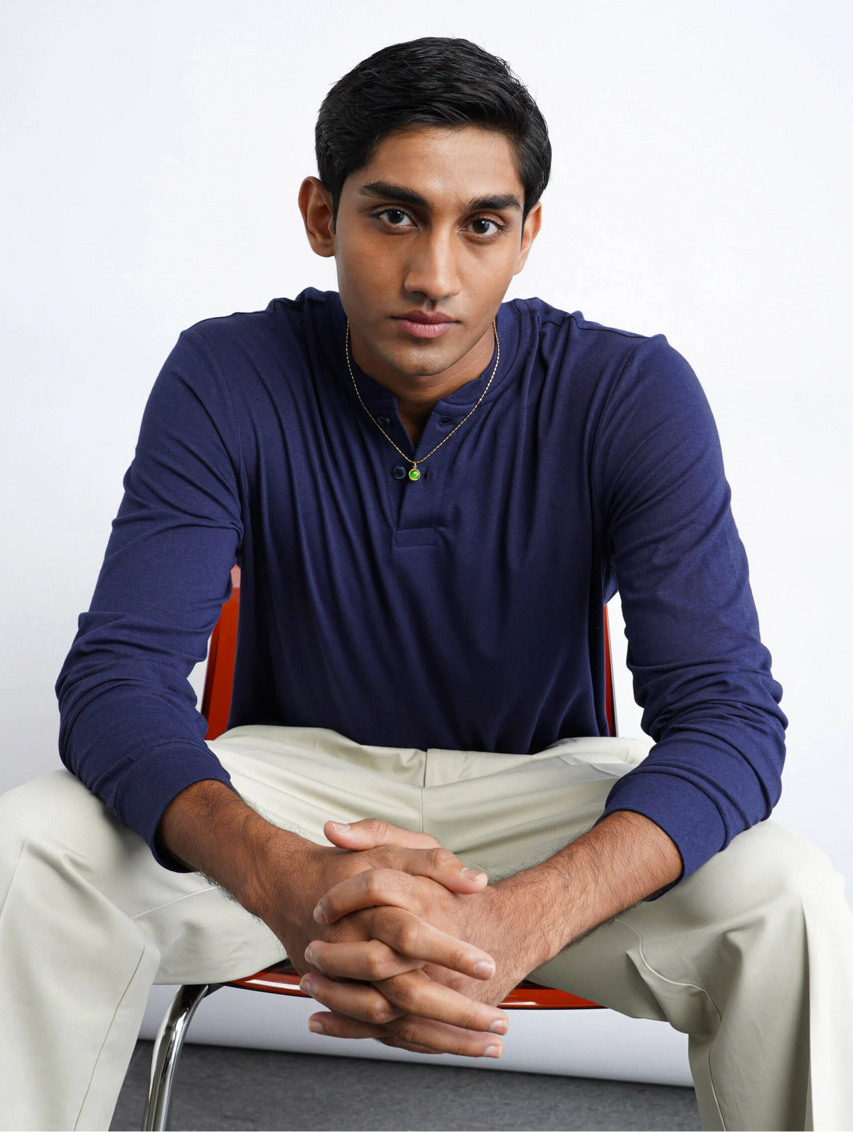 Bamboo Cotton Henley - Navy