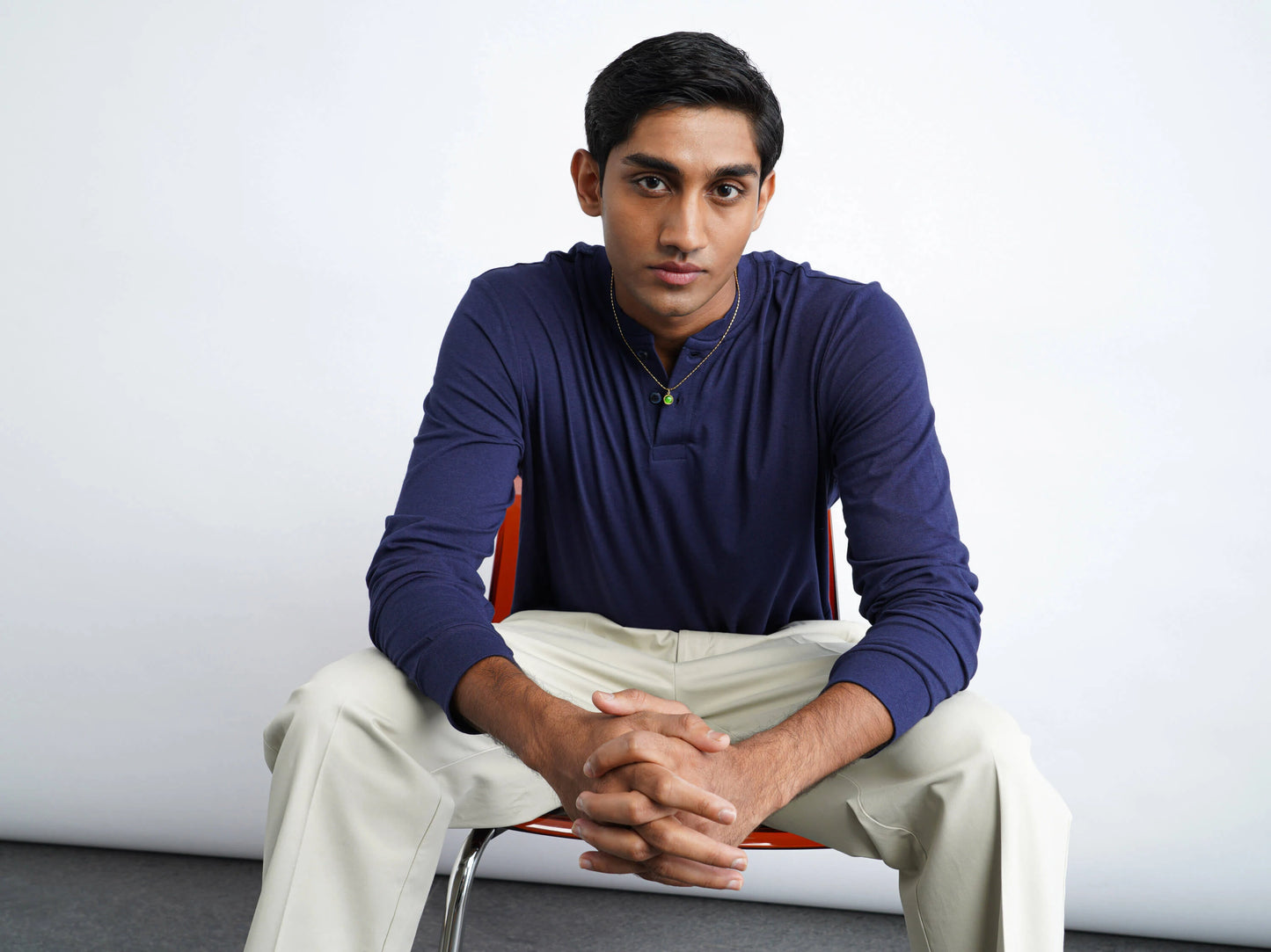 Bamboo Cotton Henley - Navy