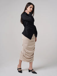 Satin Tie Up Shirt Black