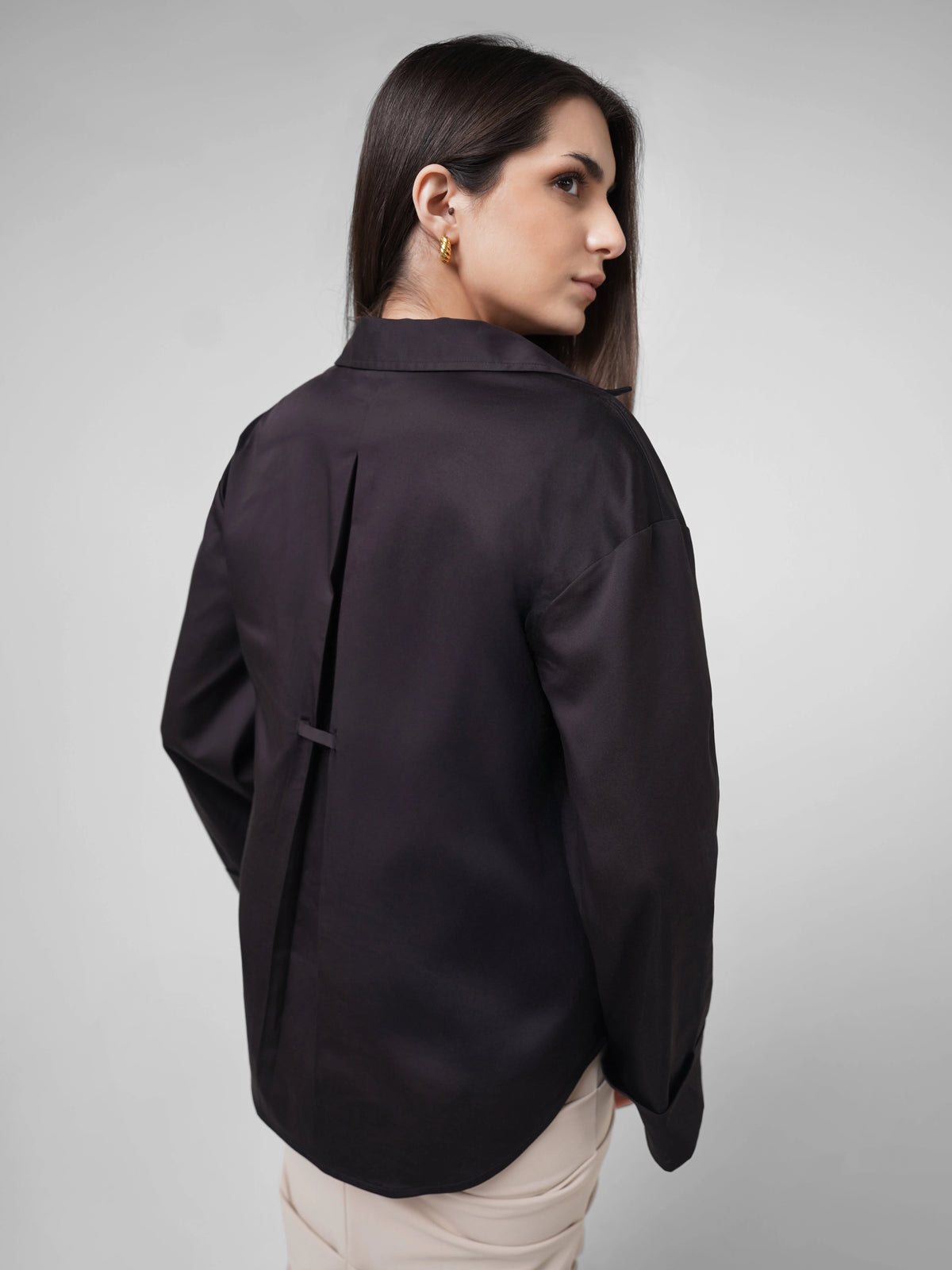 Belle Cotton Poly Spandex Shirt Top - Black