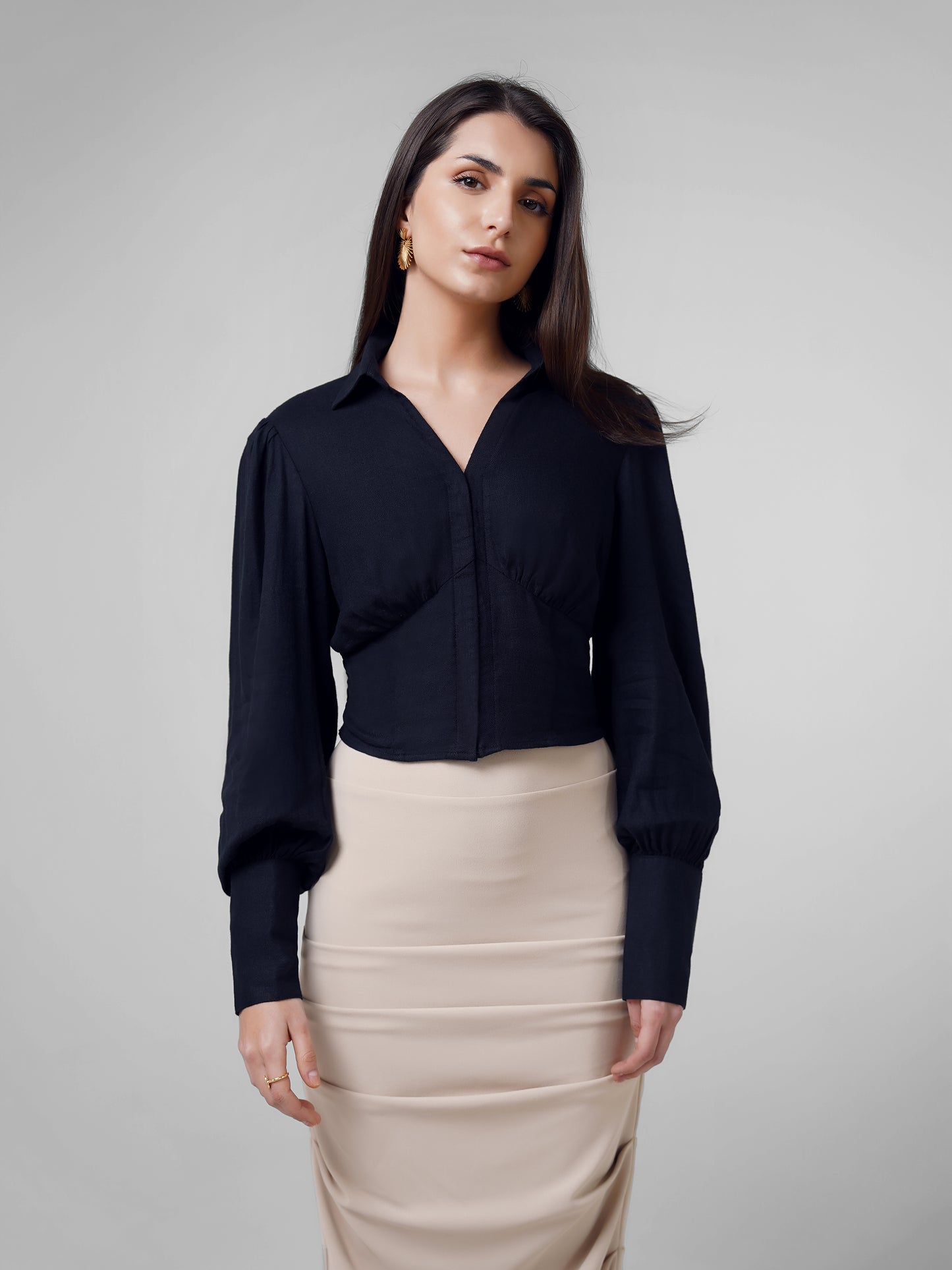 design , Crop Top with Smocking front torso2 angle