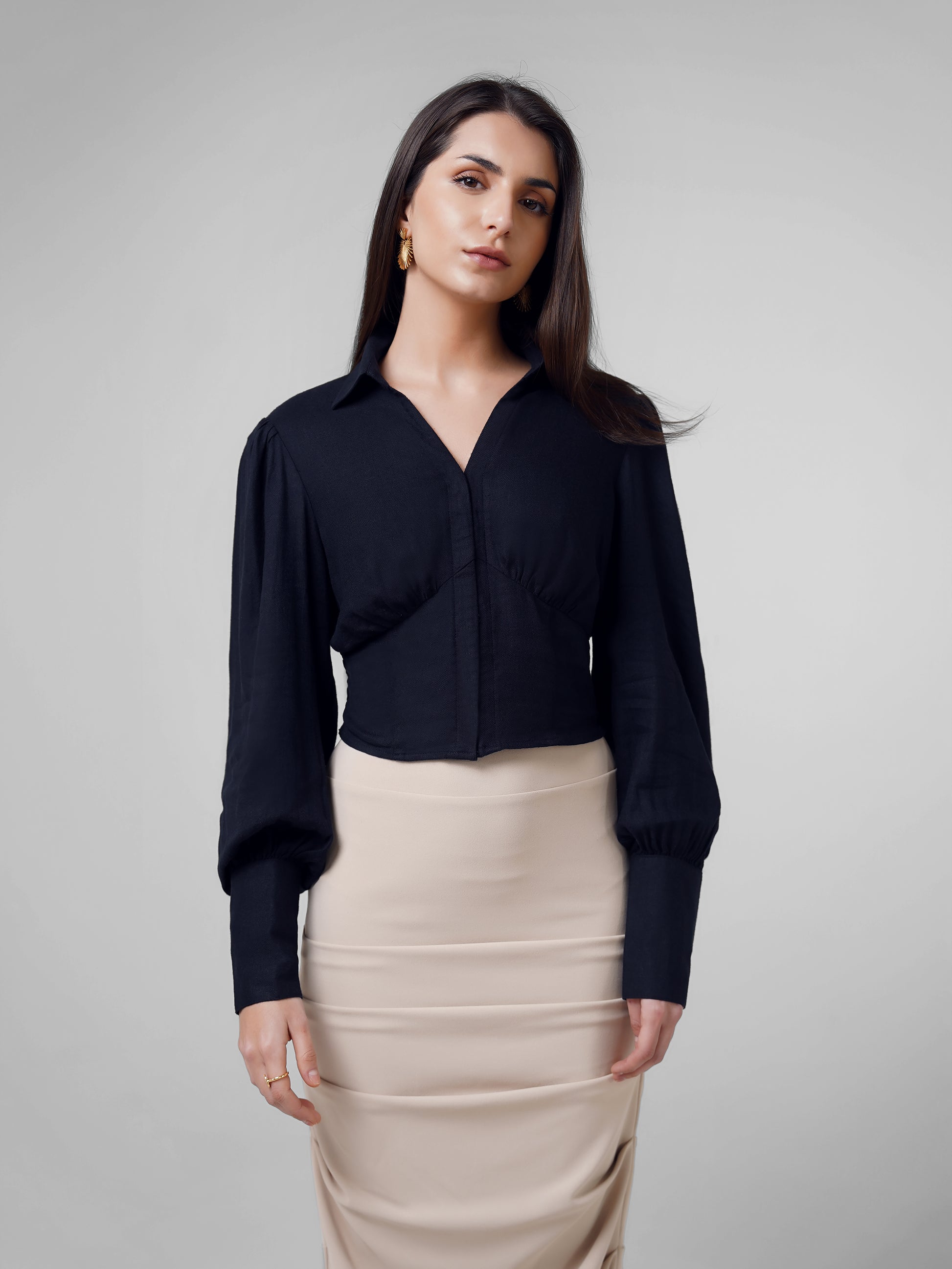 design , Crop Top with Smocking front torso2 angle