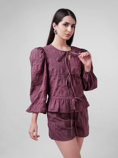 grape soda tie up blouse