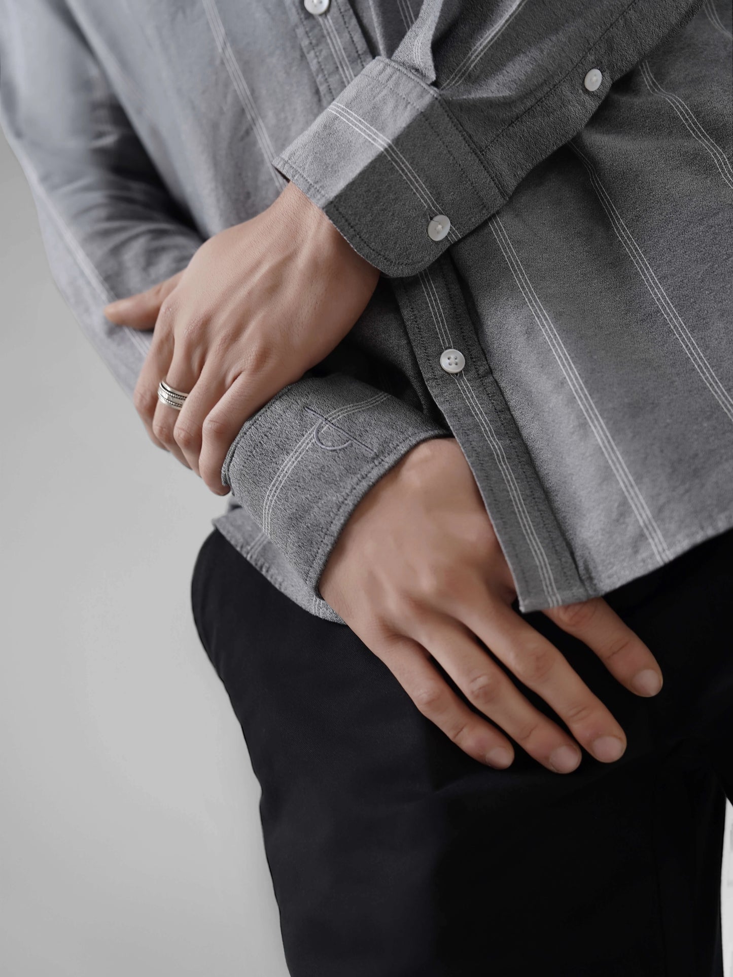 Montclair - Grey Cotton Slim Fit Shirt