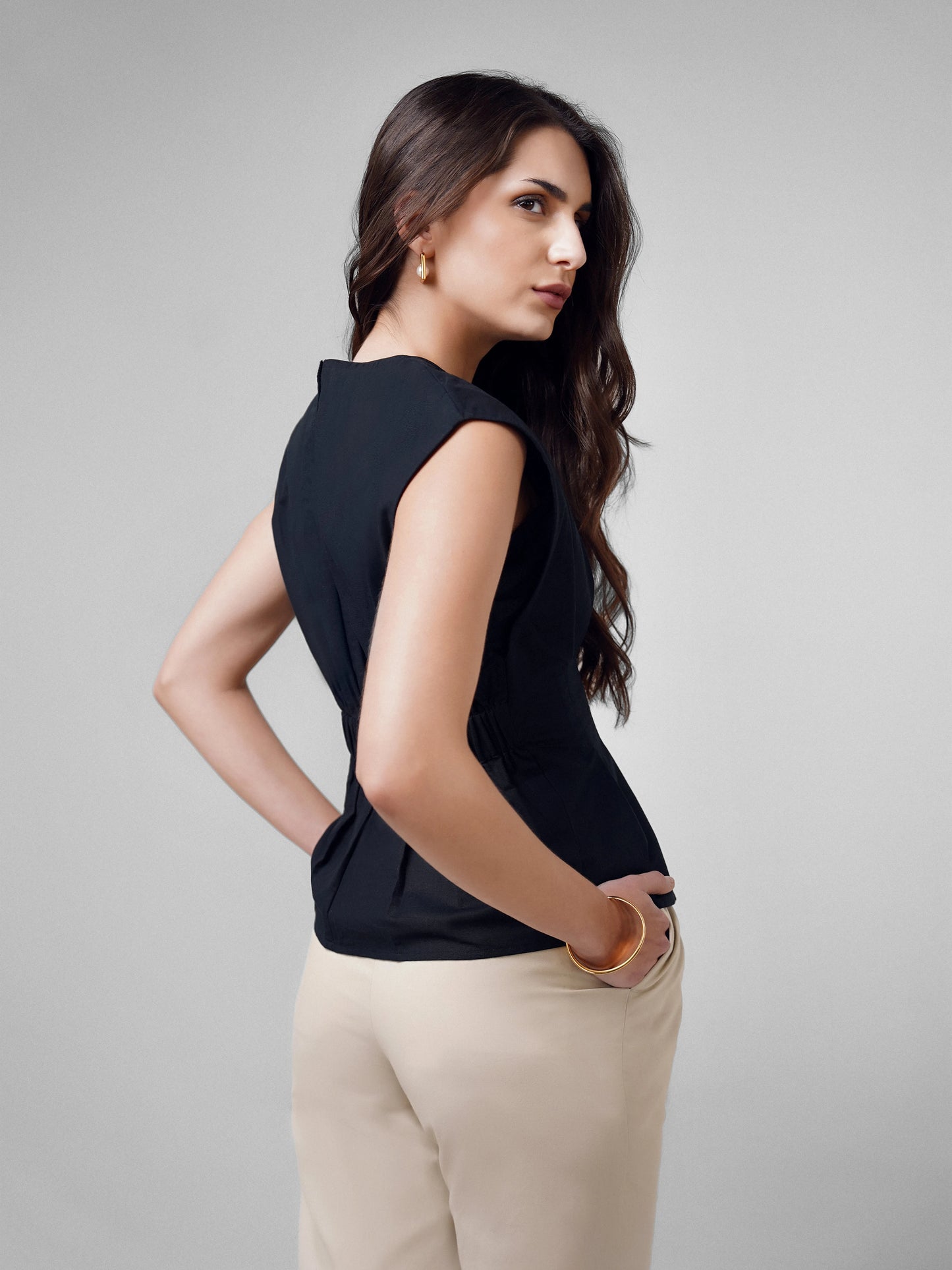 Pleated Linen Top