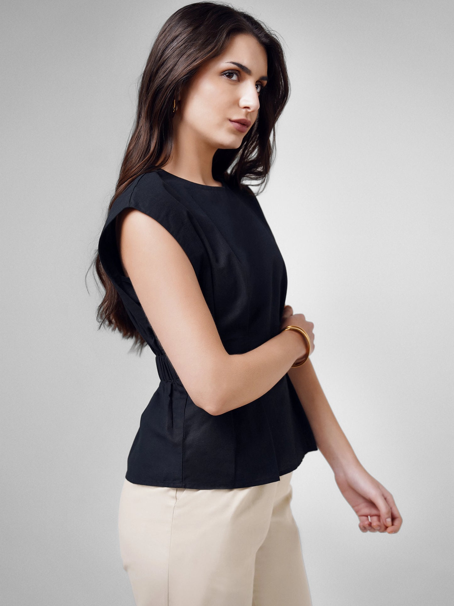 Pleated Linen Top