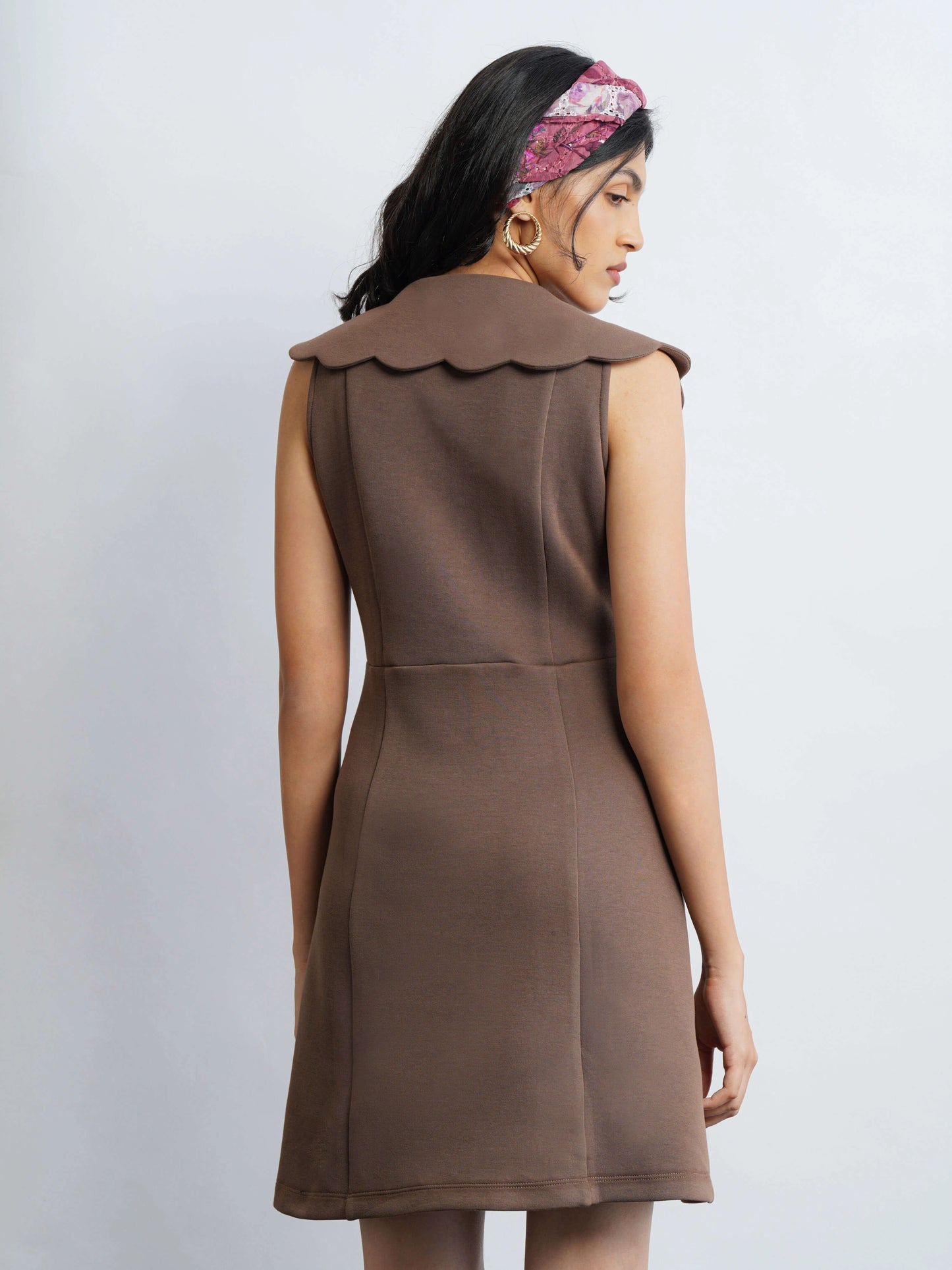 Scallop Knit Dress - Hazelnut Brown