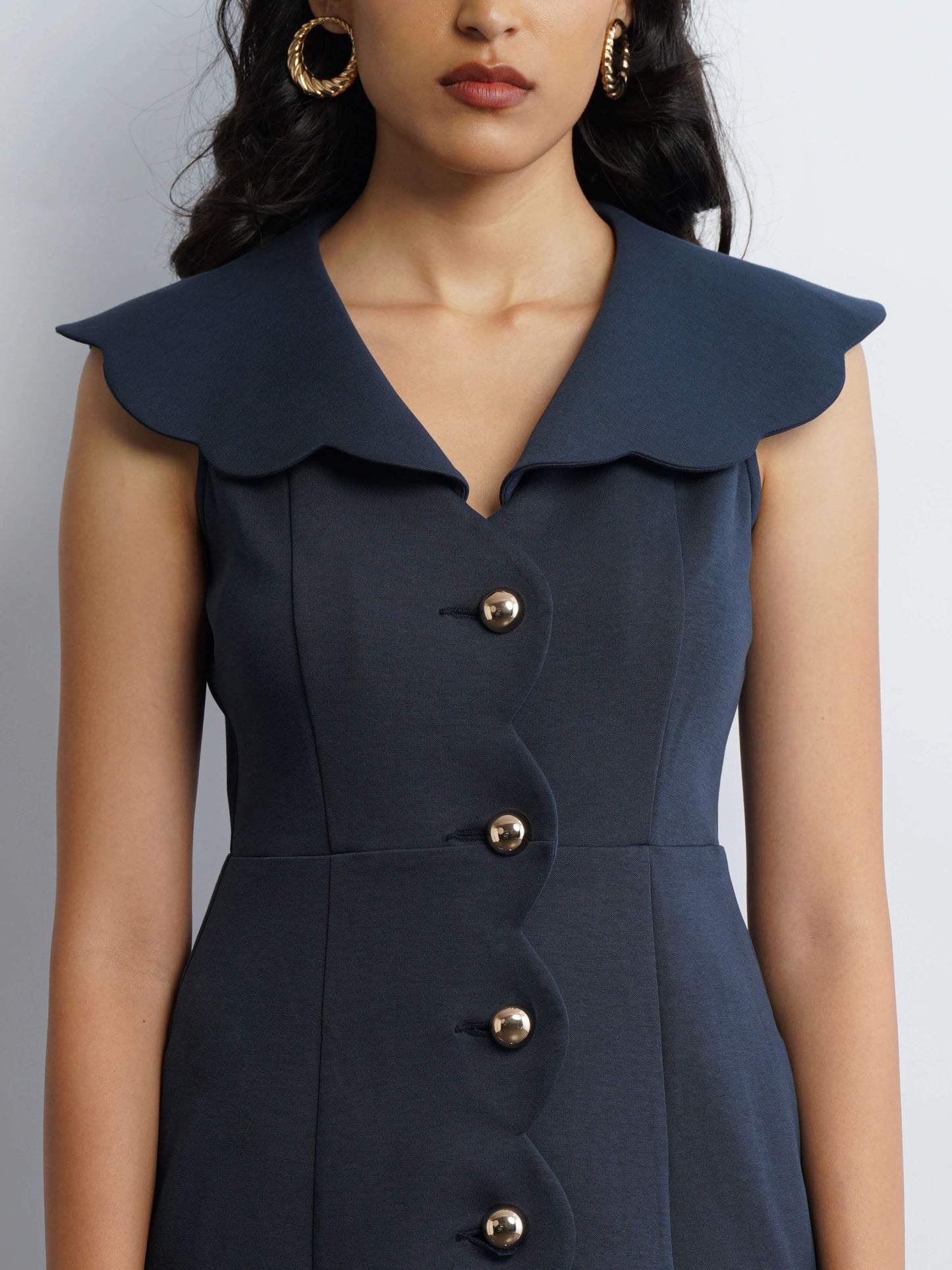Scallop Knit Dress - Sapphire Blue