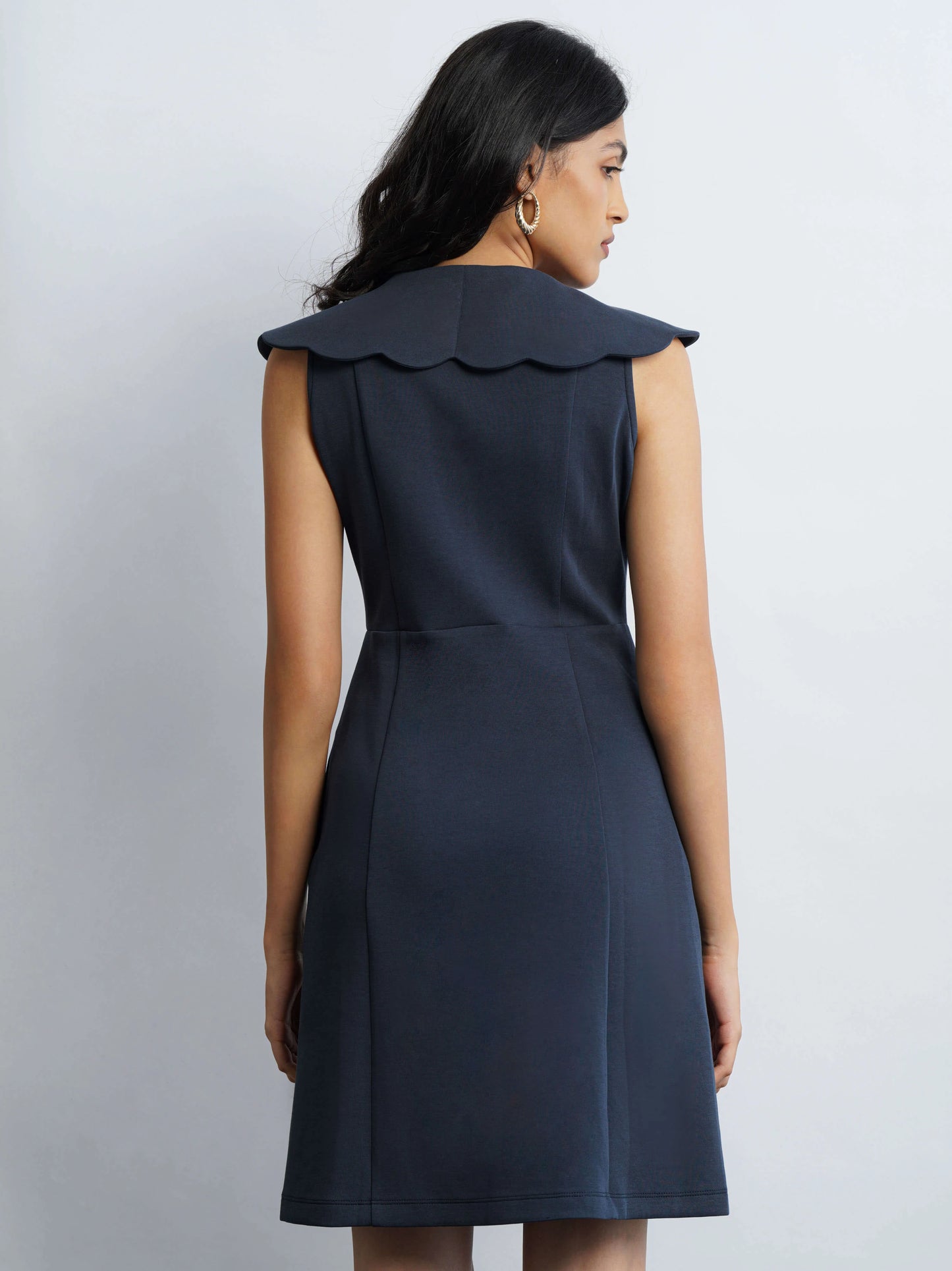 Scallop Knit Dress - Sapphire Blue