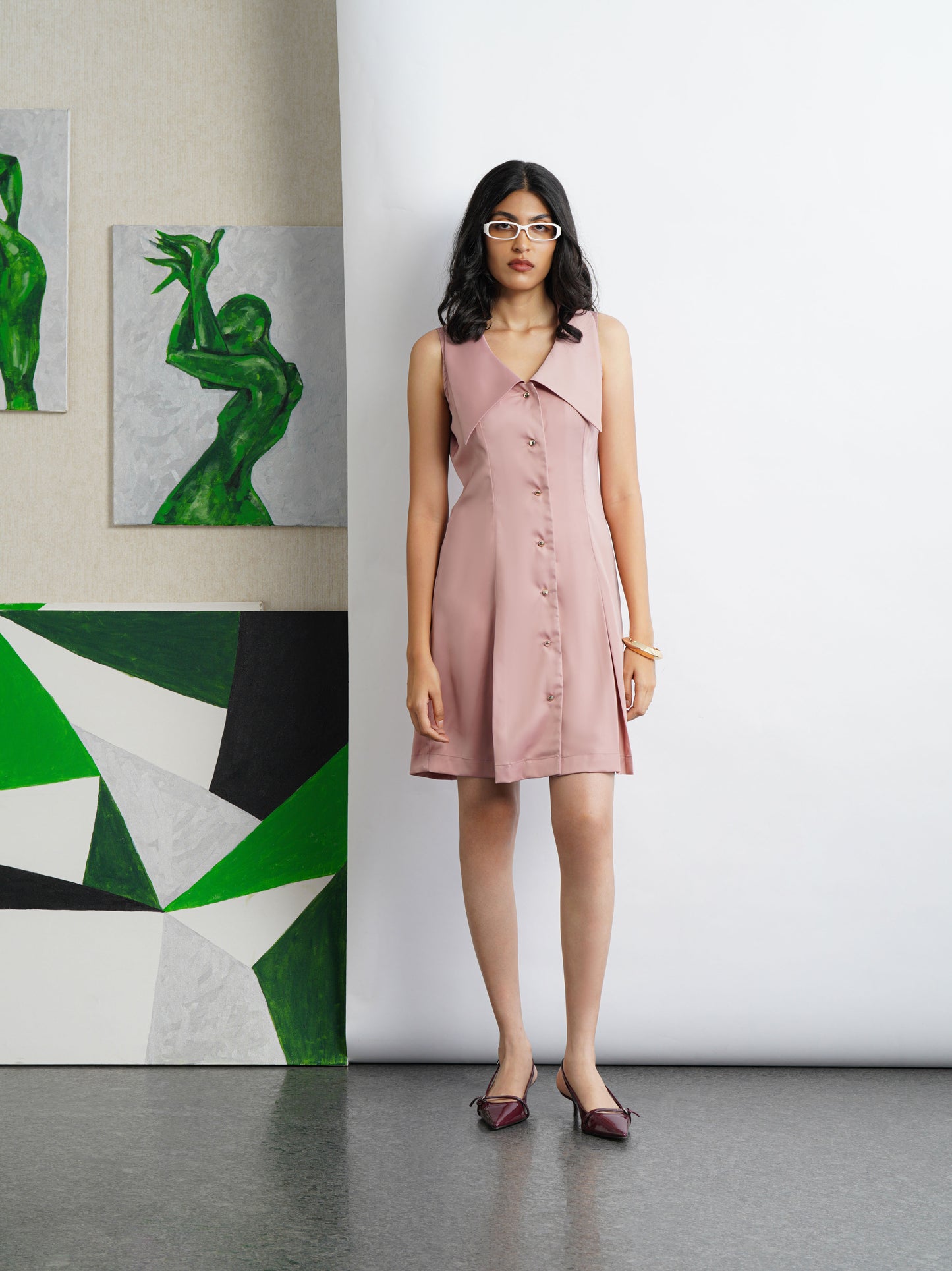 Rosé Satin Dress
