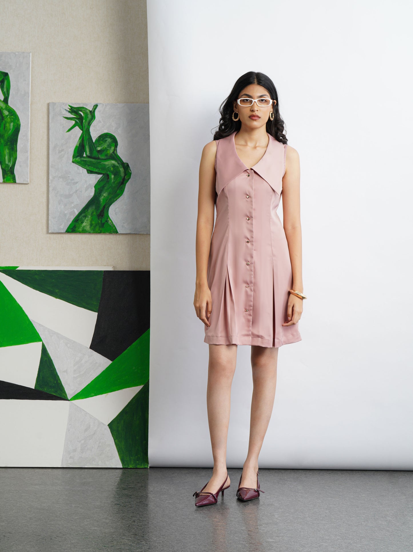Rosé Satin Dress