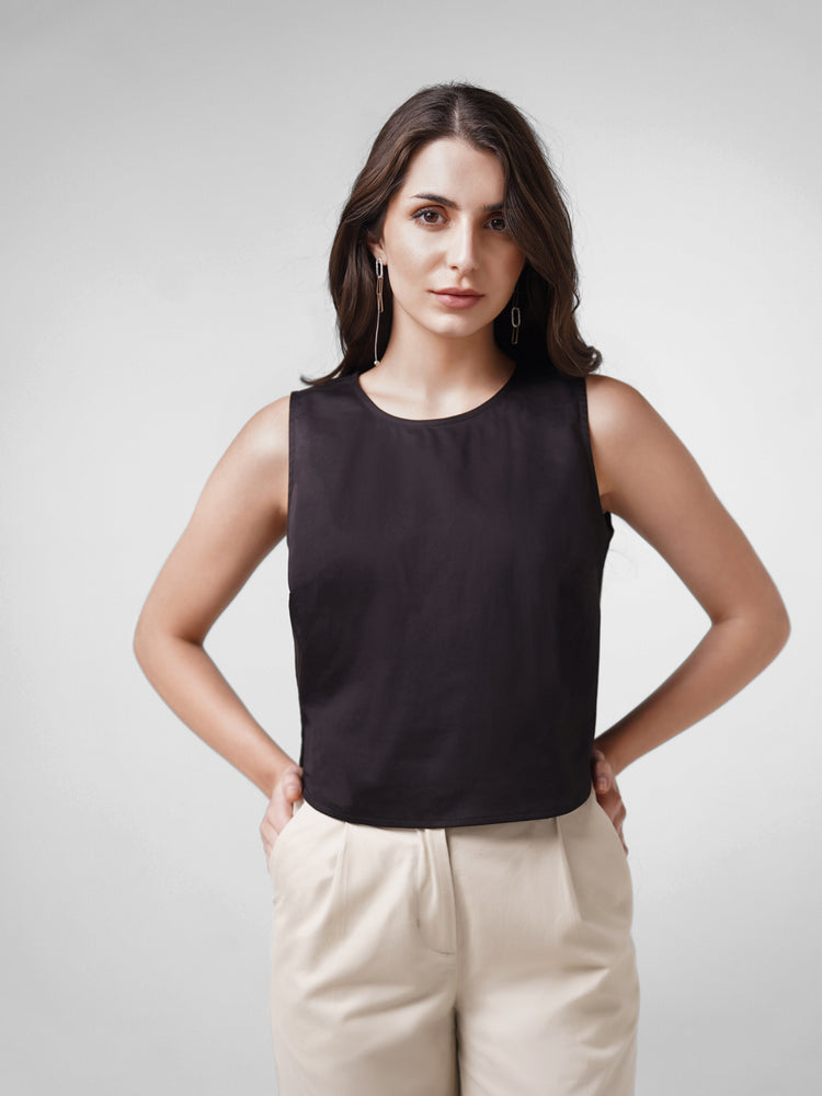 Signature Sculpt Cotton Poly Spandex Tank Top - Black