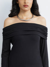 Off-Shoulder Knit Top - Black