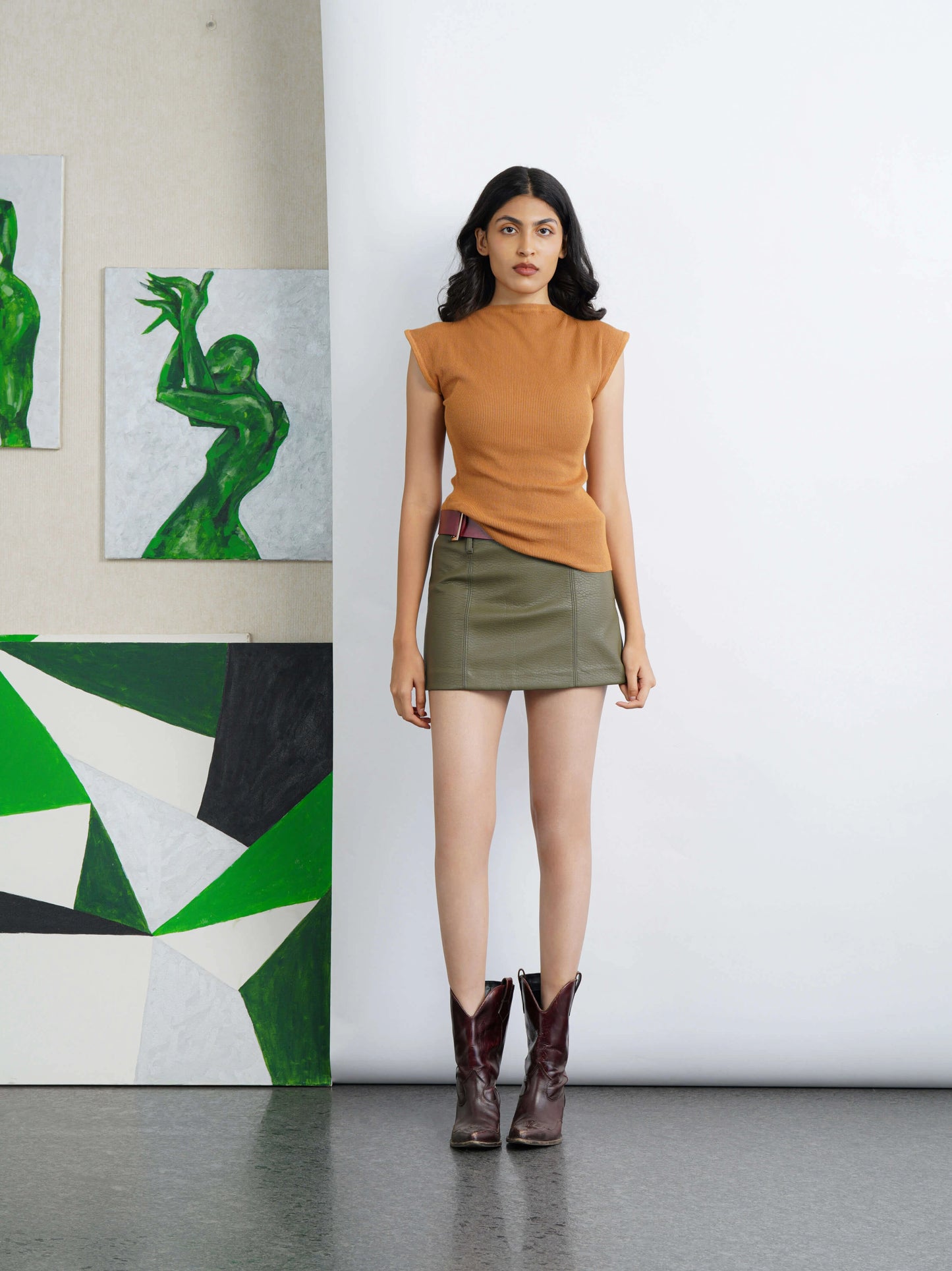 Boat Neck Flat Knit - Caramel