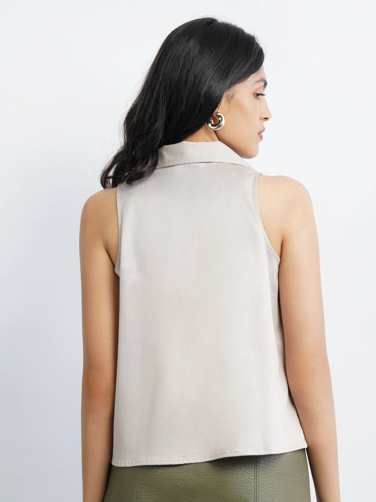 Cicilia Satin Top - Beige