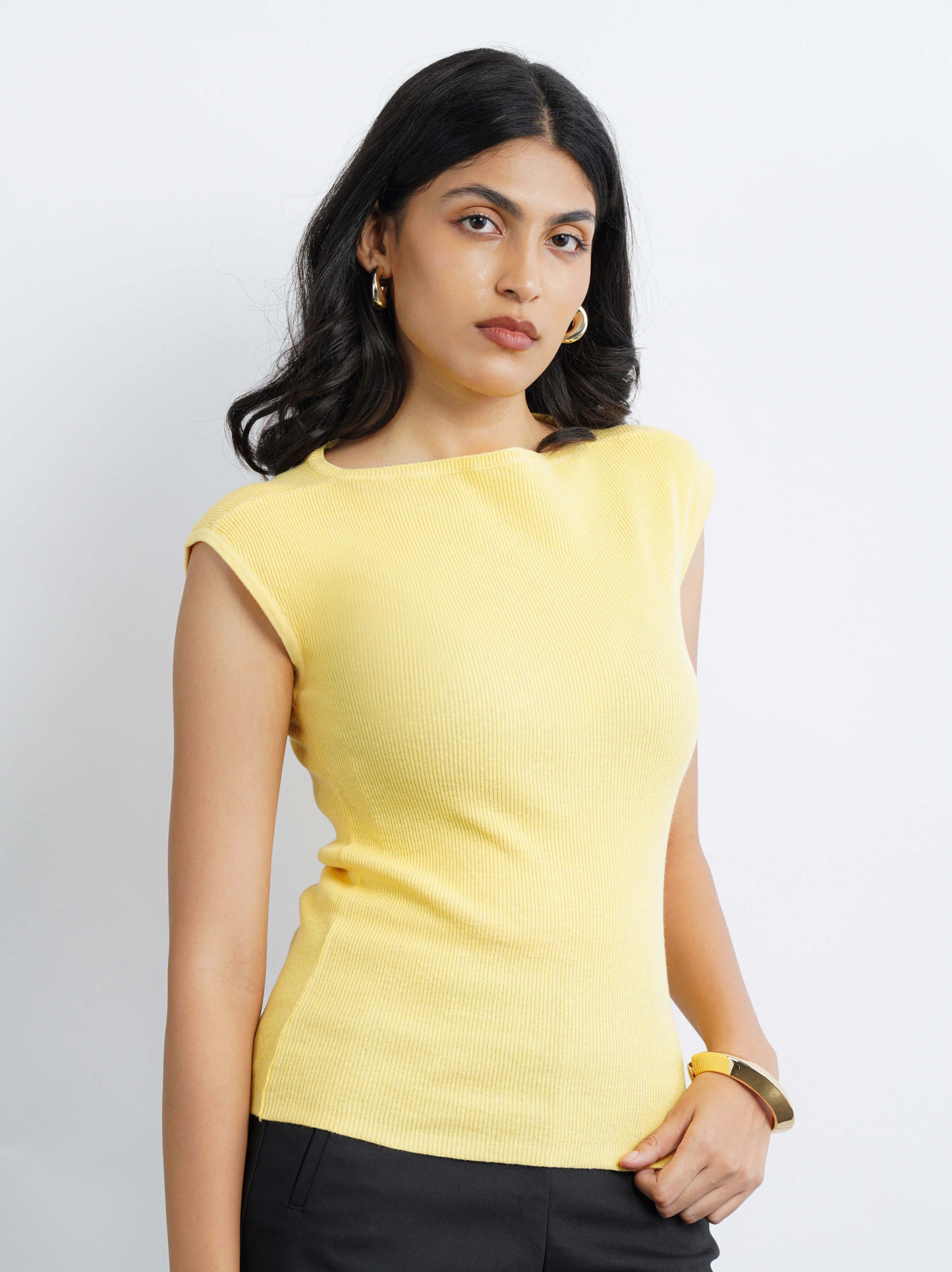 Boat Neck Flat Knit - Popcorn Yellow