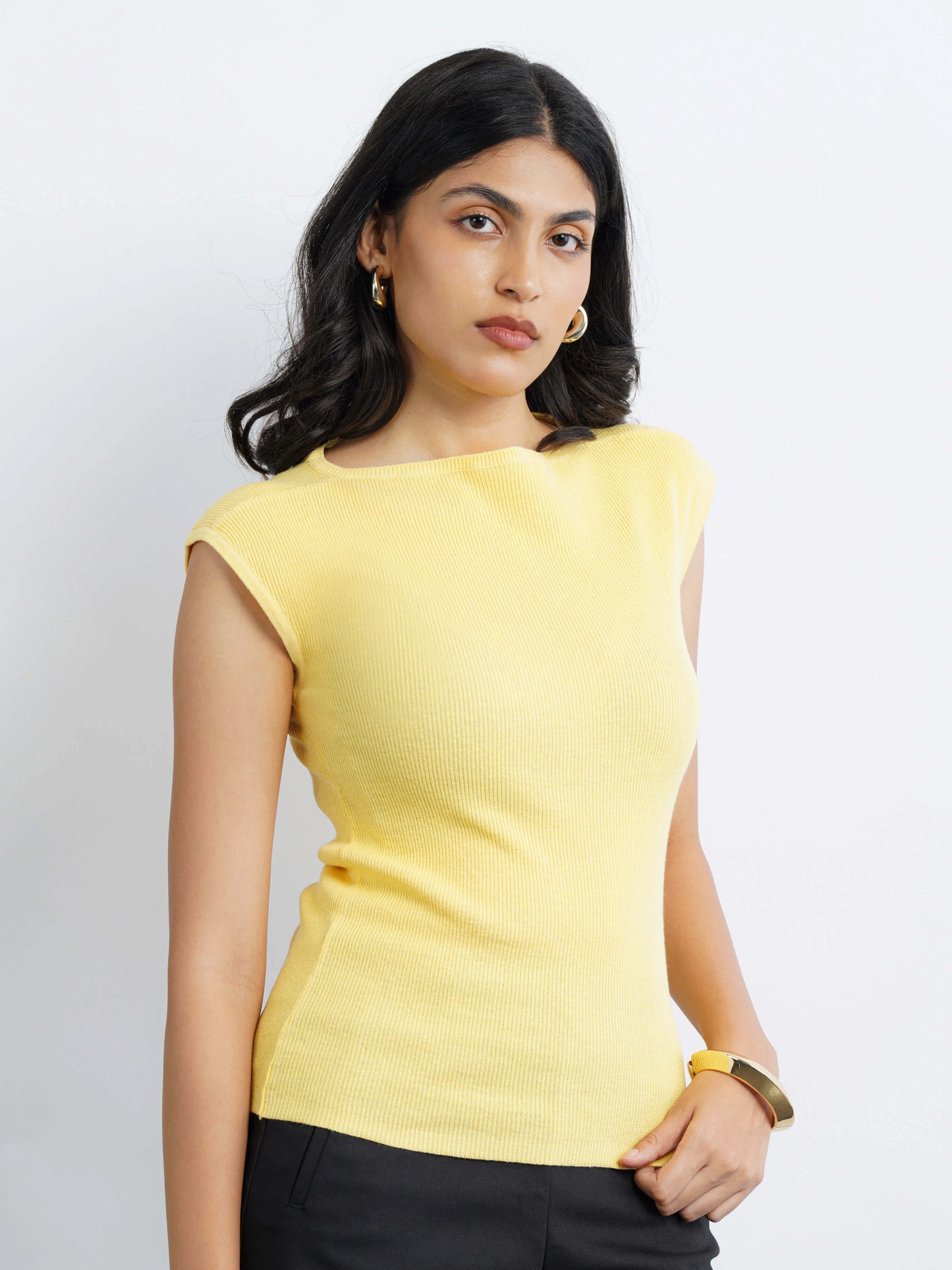 Boat Neck Flat Knit - Popcorn Yellow