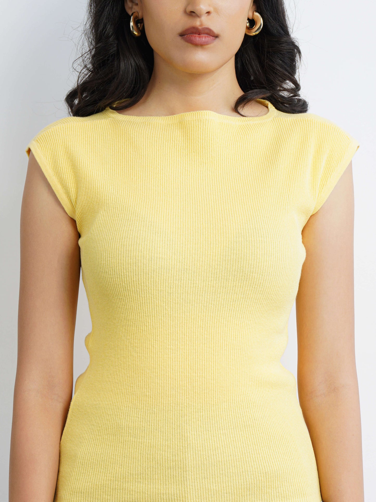 Boat Neck Flat Knit - Popcorn Yellow