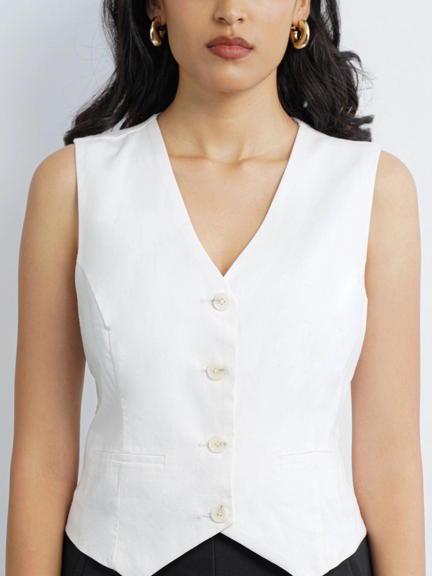 L' Edit Linen Waistcoat - White
