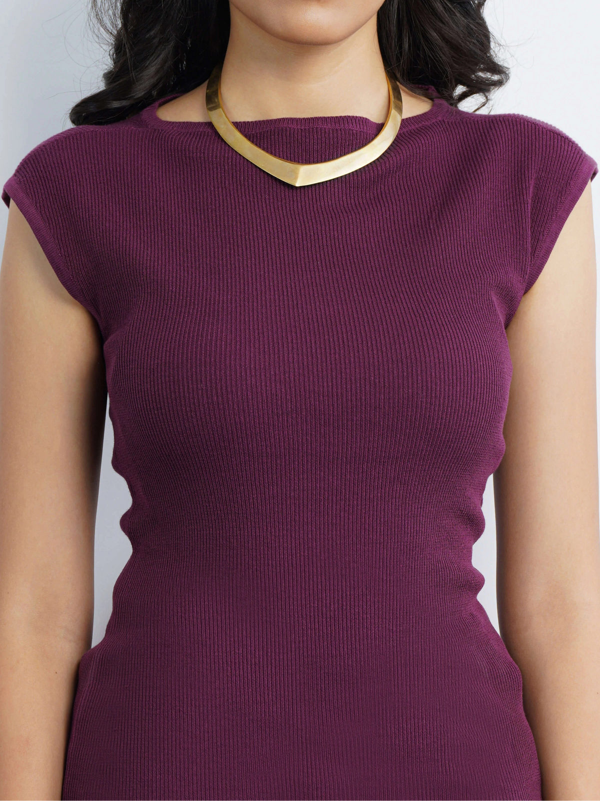 Boat Neck Flat Knit - Wine Red