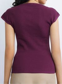 Boat Neck Flat Knit - Wine Red