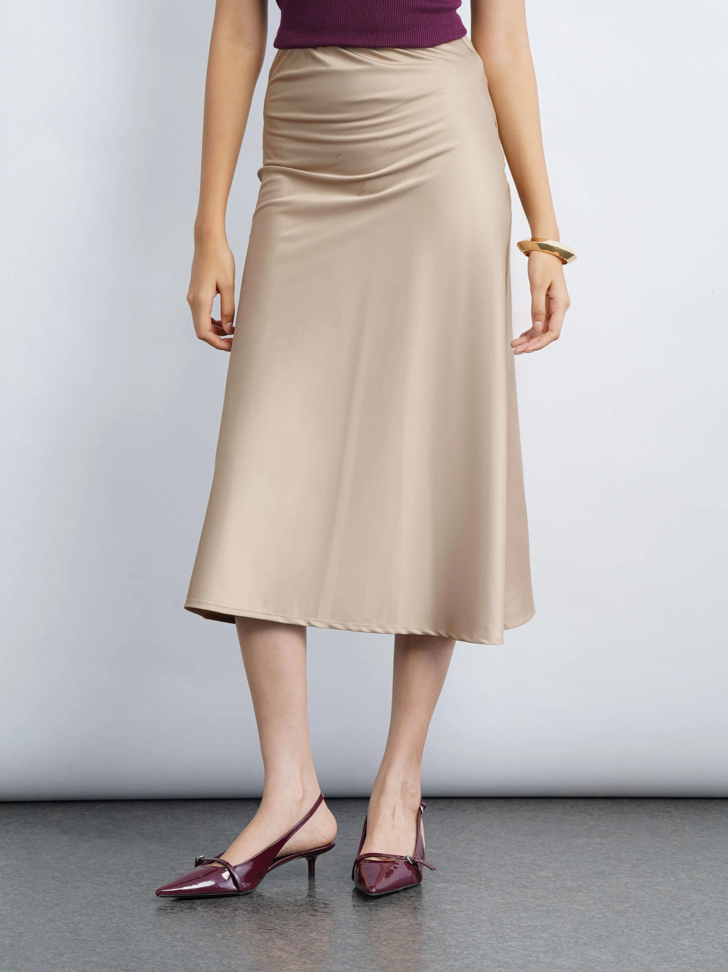 Satin Story Skirt - Champagne