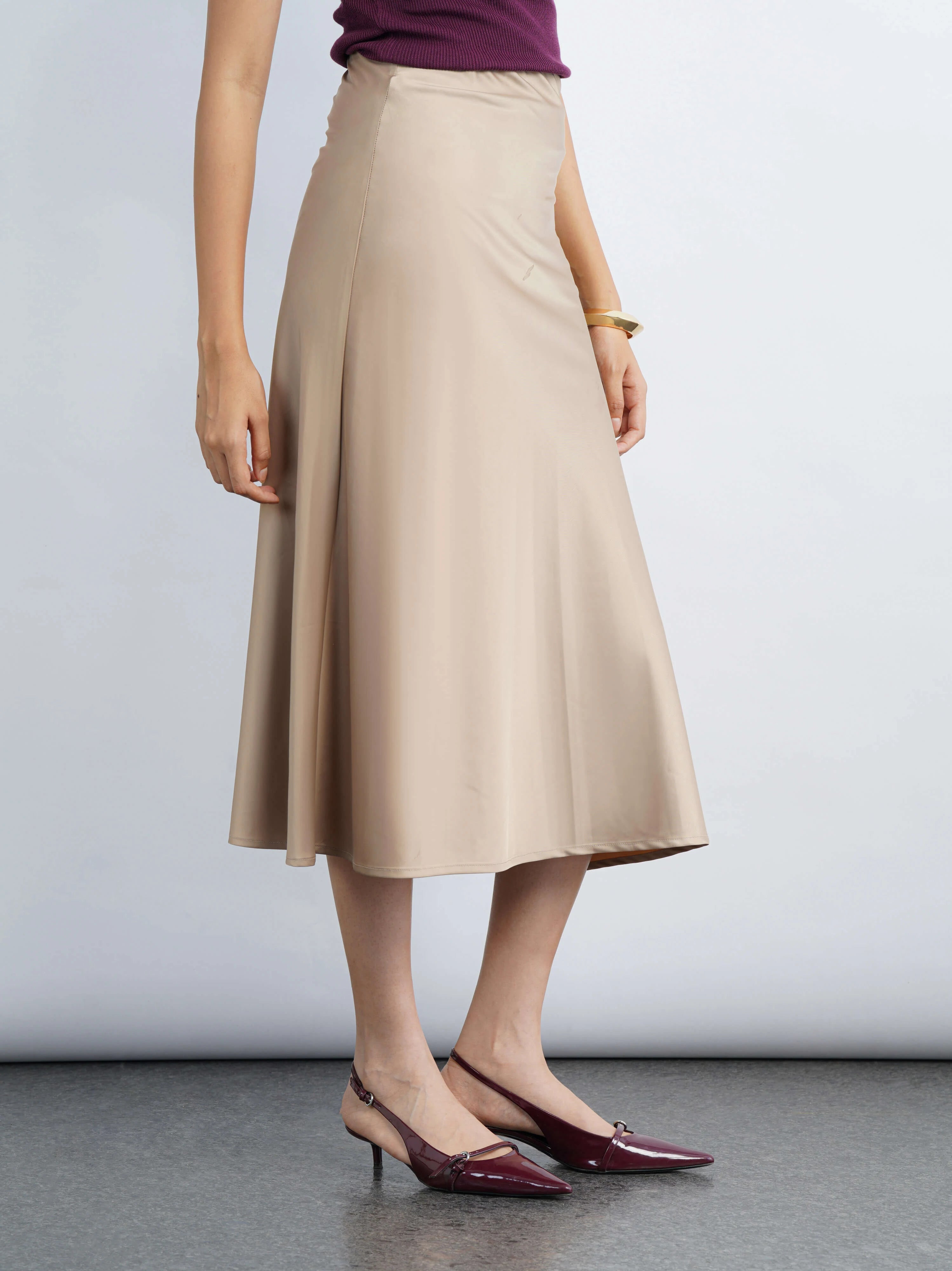 Satin Story Skirt - Champagne
