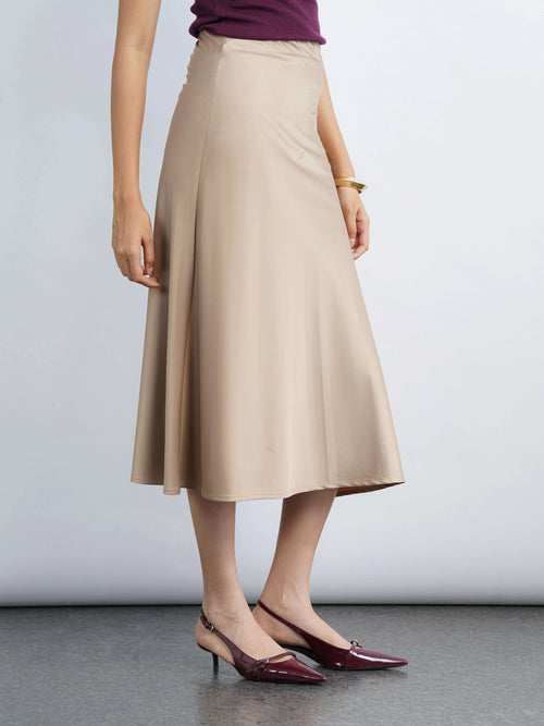 satin story skirt - champagne