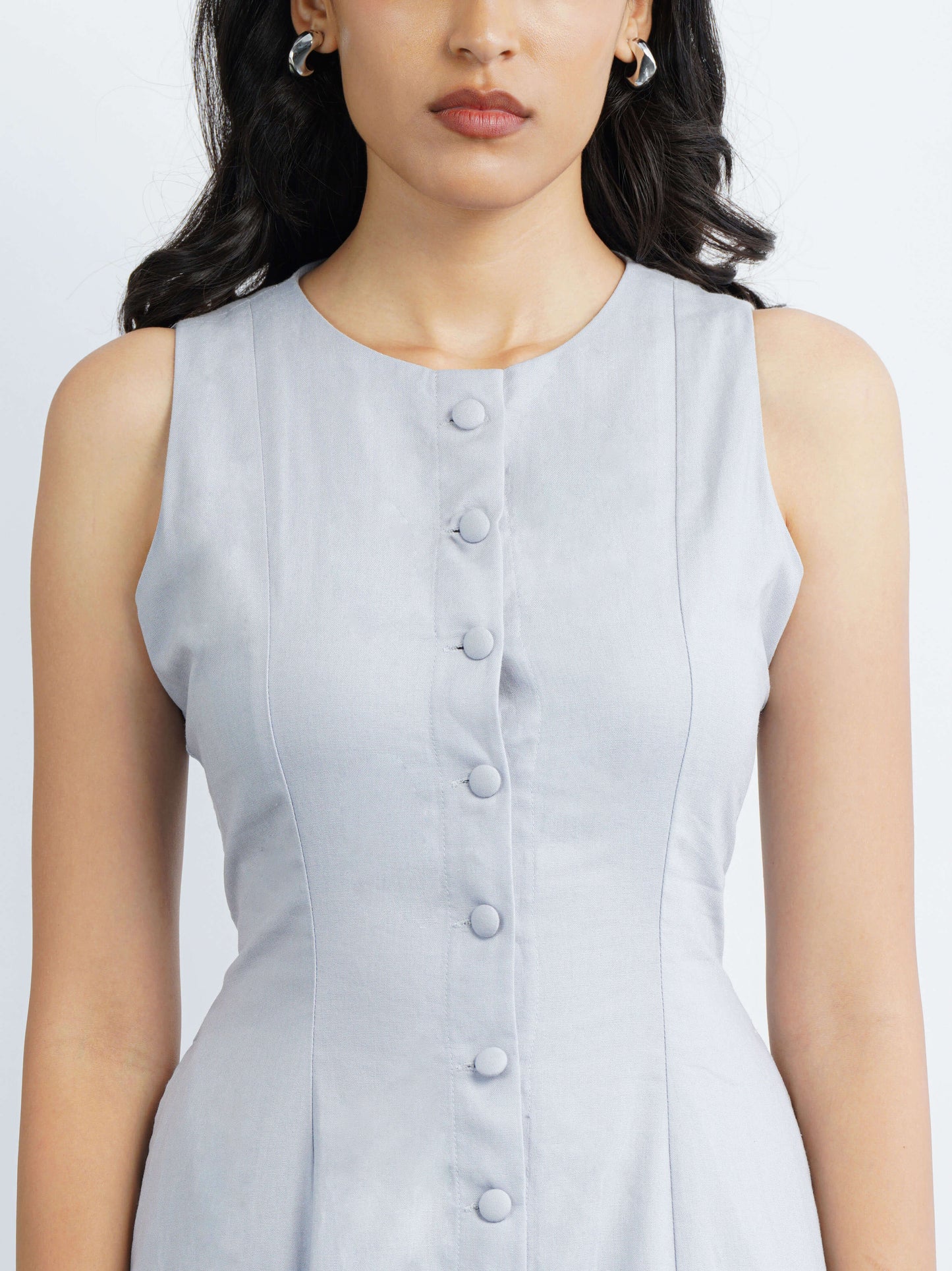 Nina Linen Dress - Pastel Blue