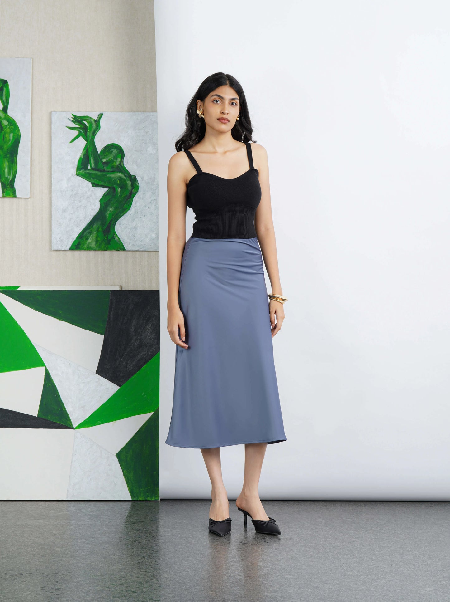 Satin Story Skirt - Blue Sapphire