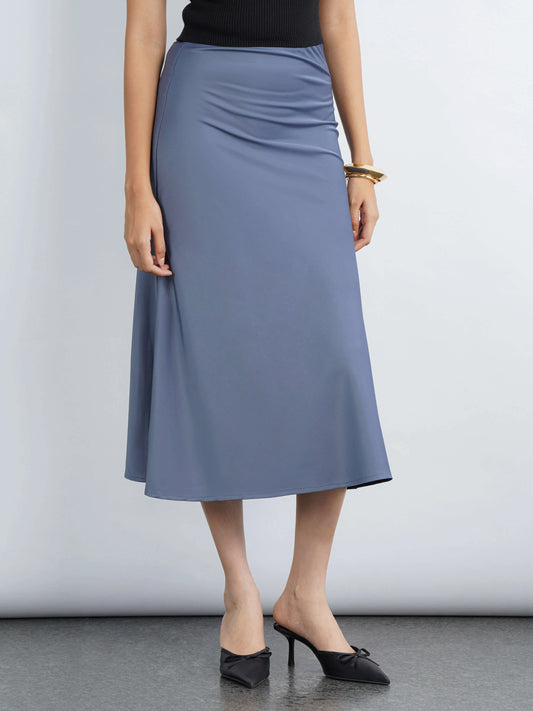 Satin Story Skirt - Blue Sapphire