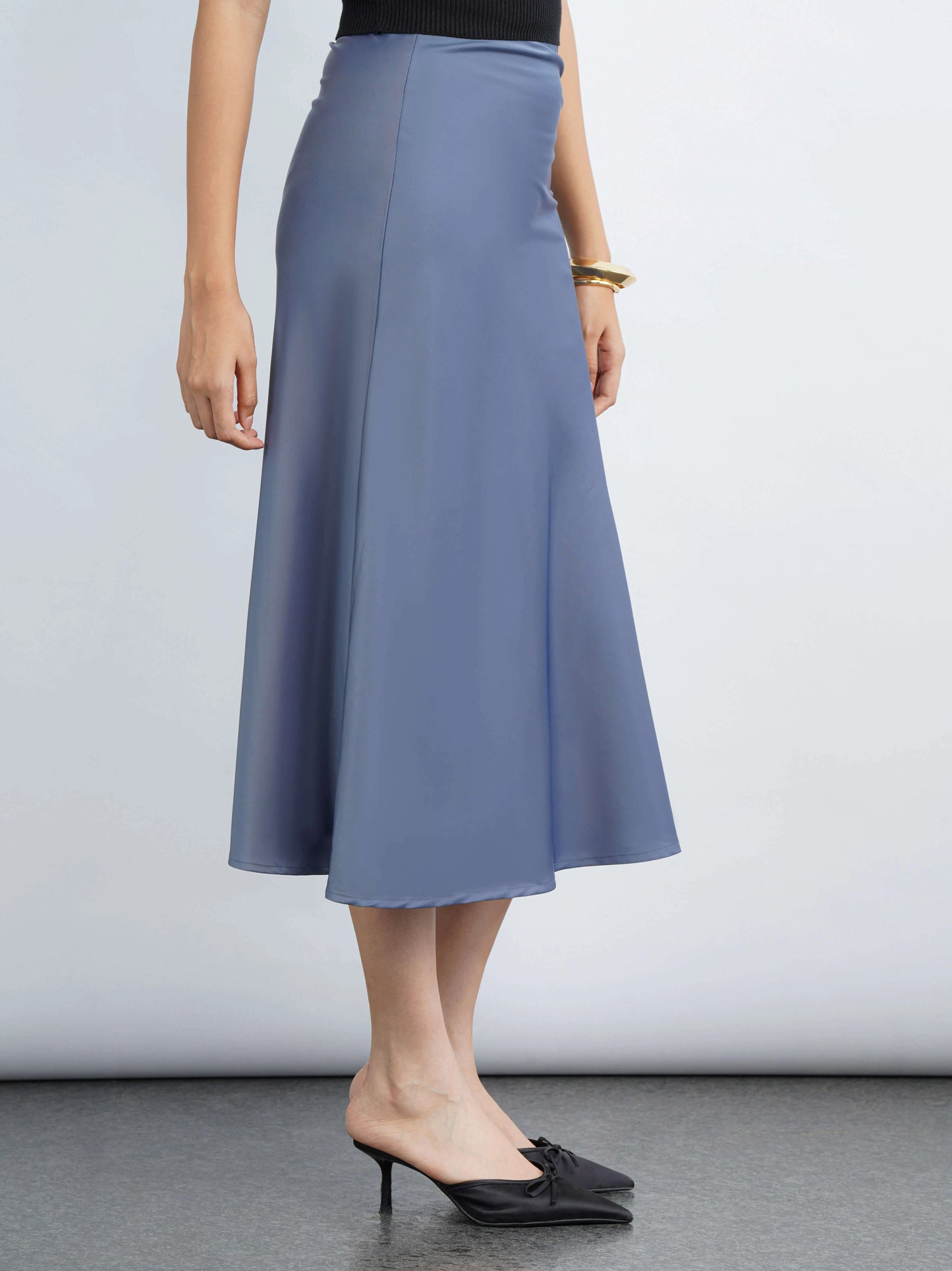Satin Story Skirt - Blue Sapphire