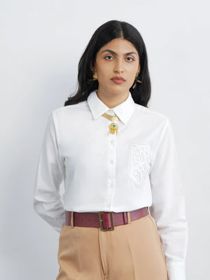 Lace Pocket Chic Shirt - White