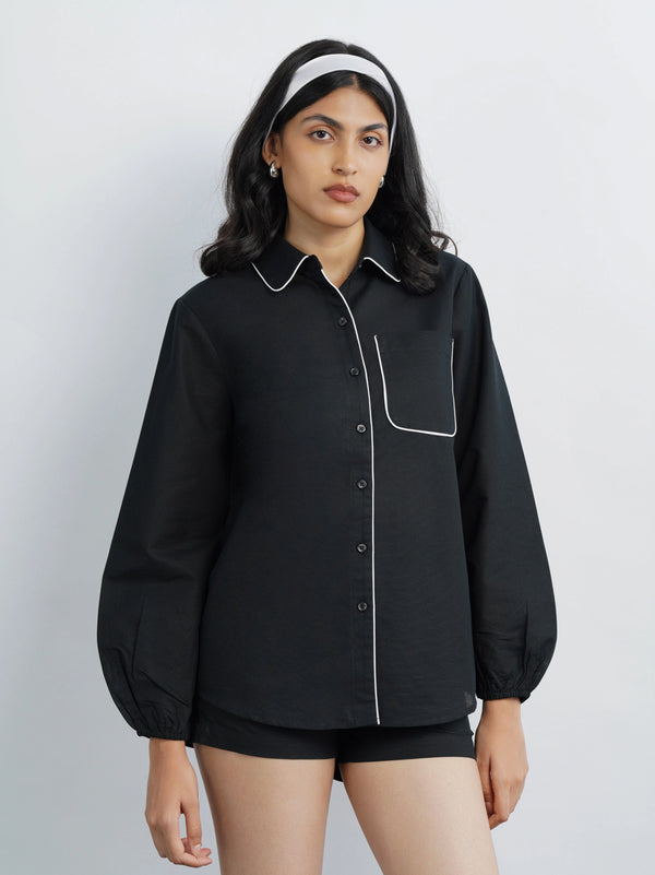 Cotton Shirt with Contrast Detail