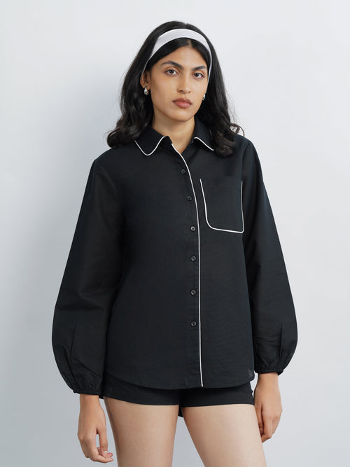 contrast pocket cotton shirt